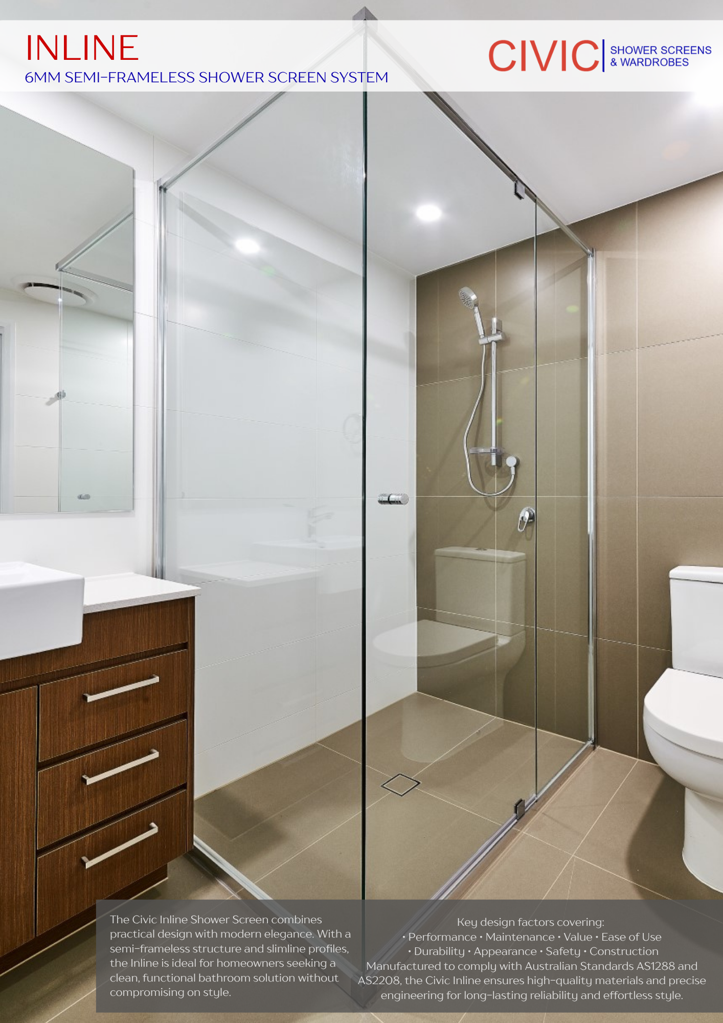 Inline: 6mm Semi-Frameless Shower Screens